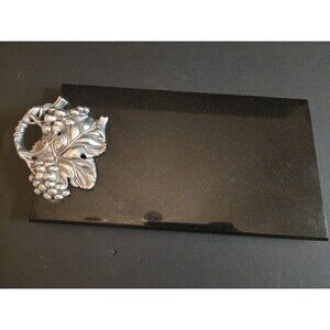 Arthur Court Marble Cheese Cutting Board Pewter Grapes Black Speckled Tray 11"